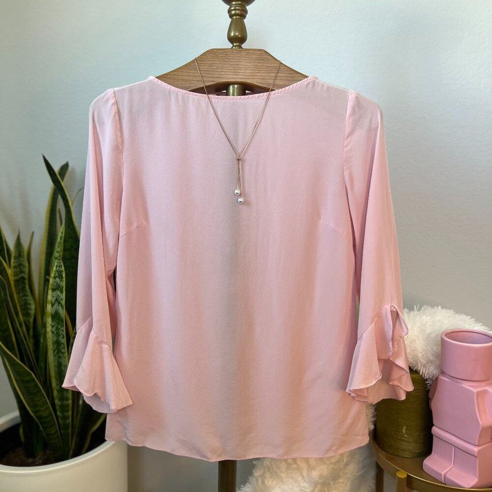 Ralph Lauren Light Pink 100% Silk Top 3/4 sleeve Size M